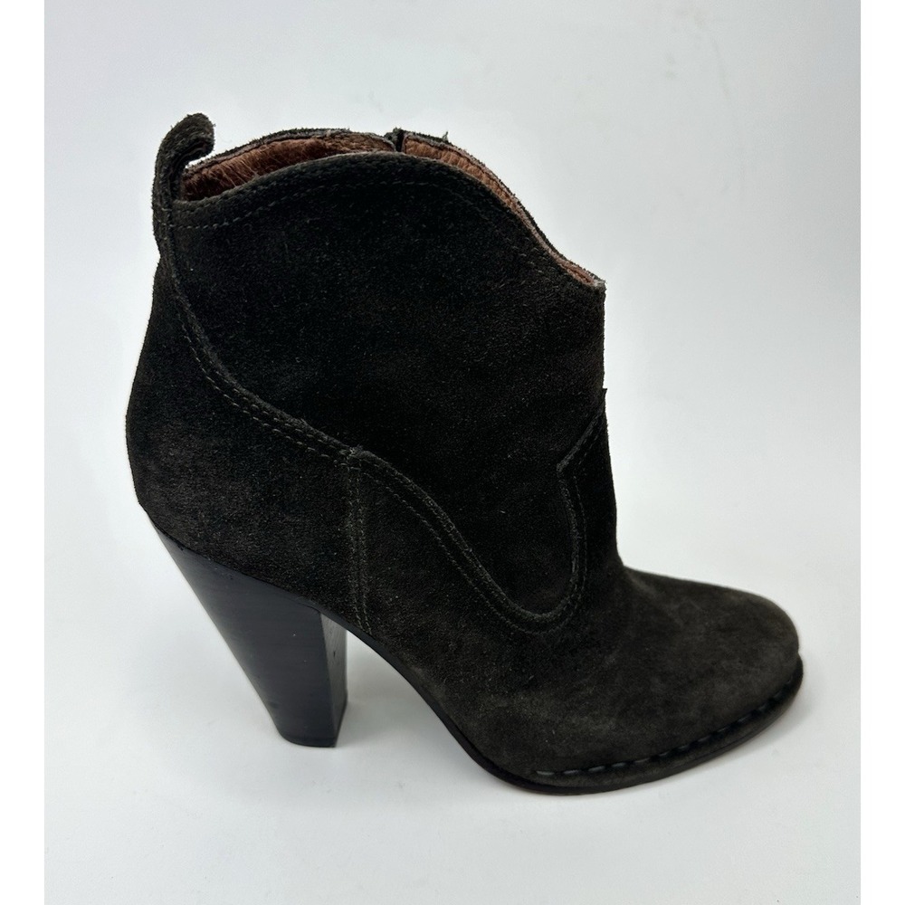 Frye Boots Womens 7.5M Madeline Short Bootie Dark Green Suede Zip Heel Western
